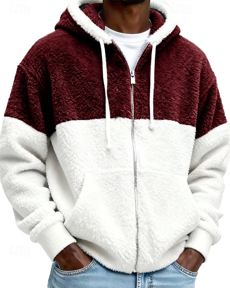 Per uomo Felpa con cappuccio Felpa con cappuccio a zip intera Felpe con cappuccio e zip Felpa con cappuccio in pile Nero Blu Reale Grigio Con Cappuccio Blocco di colori Patchwork Tasca Quotidiano del 2026 a $34.99 –P7