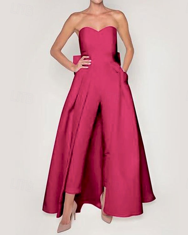 Tute Staccabile Abito da Sera Elegante Minimalista Senza Maniche Scollo a Cuore Natale Ospite di nozze Tasca Tessuto Elasticizzato con Fiocco/Fiocchi Sopragonna del 2026 a $160.99 –P9