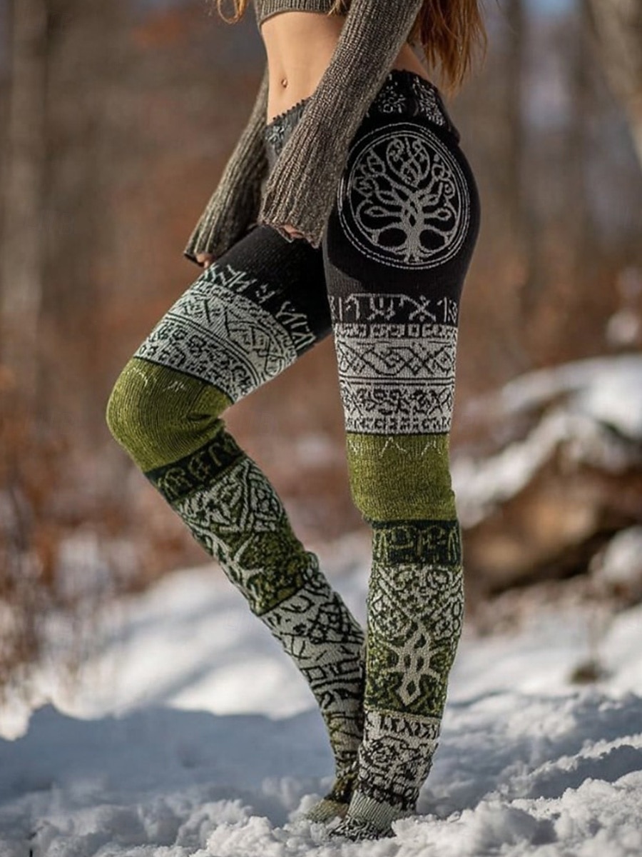 Women's Viking Boho Leggings Vintage Ethnic Style Casual Full Length High Waist Graphic Abstract 3D Print Quick Dry Breathability Soft Stretchy Street Athleisure Daily Fall Winter 2026 - $21.99 –P3