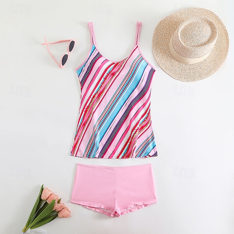 Γυναικεία Μαγιό 2 κομμάτι Σορτσάκια Μαγιό Εξώπλατο Διακοπές Ρούχα παραλίας Ριγέ Στρογγυλή Λαιμόκοψη Αμάνικο Μαγιό 2026 - $28.99 –P9