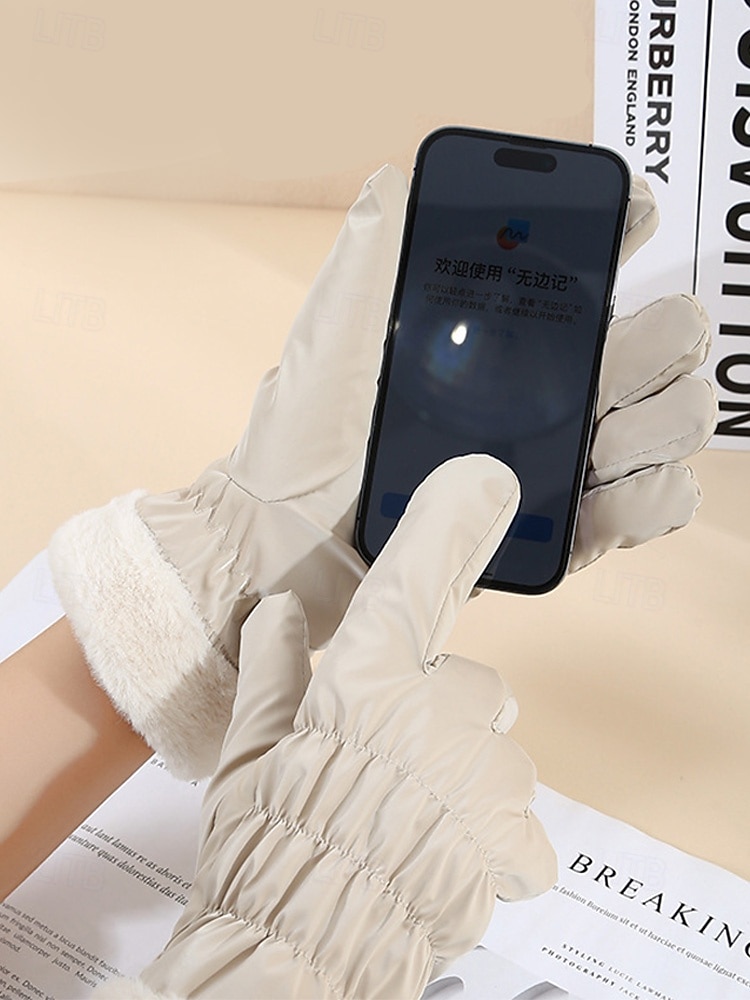 Dámské nepromokavé nylonové rukavice s dotykovou obrazovkou, vícebarevné, měkké a teplé, ideální pro zimní a outdoorové aktivity 2026 - $11.99 –P6