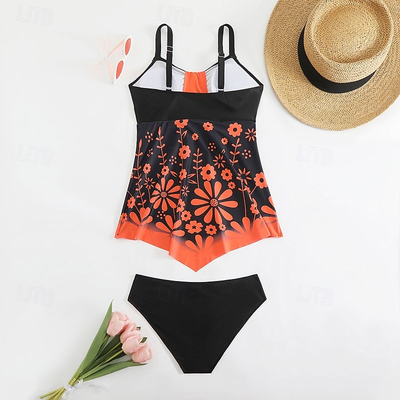 Per donna Costumi da bagno Due pezzi Birichino Costume da bagno Senza schiena Vacanza Vintage Floreale Grafico Scollo a V Senza Maniche Costumi da bagno del 2026 a $28.99 –P4