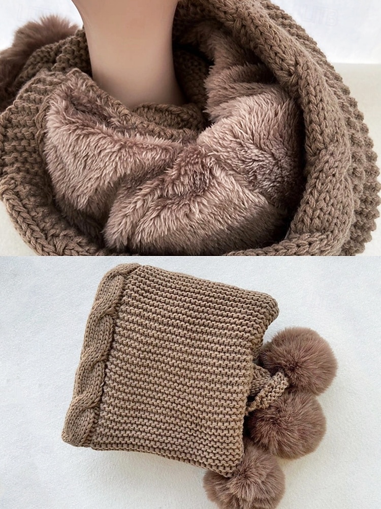 وشاح نسائي محبوك بغطاء للرأس لعيد الميلاد - مبطن بالصوف المريح، مع تفاصيل بوم بوم، وخيارات متعددة الألوان لأزياء الشتاء، مثالي كهدية في العطلات والأنشطة الخارجية 2026 - $14.99 –P10