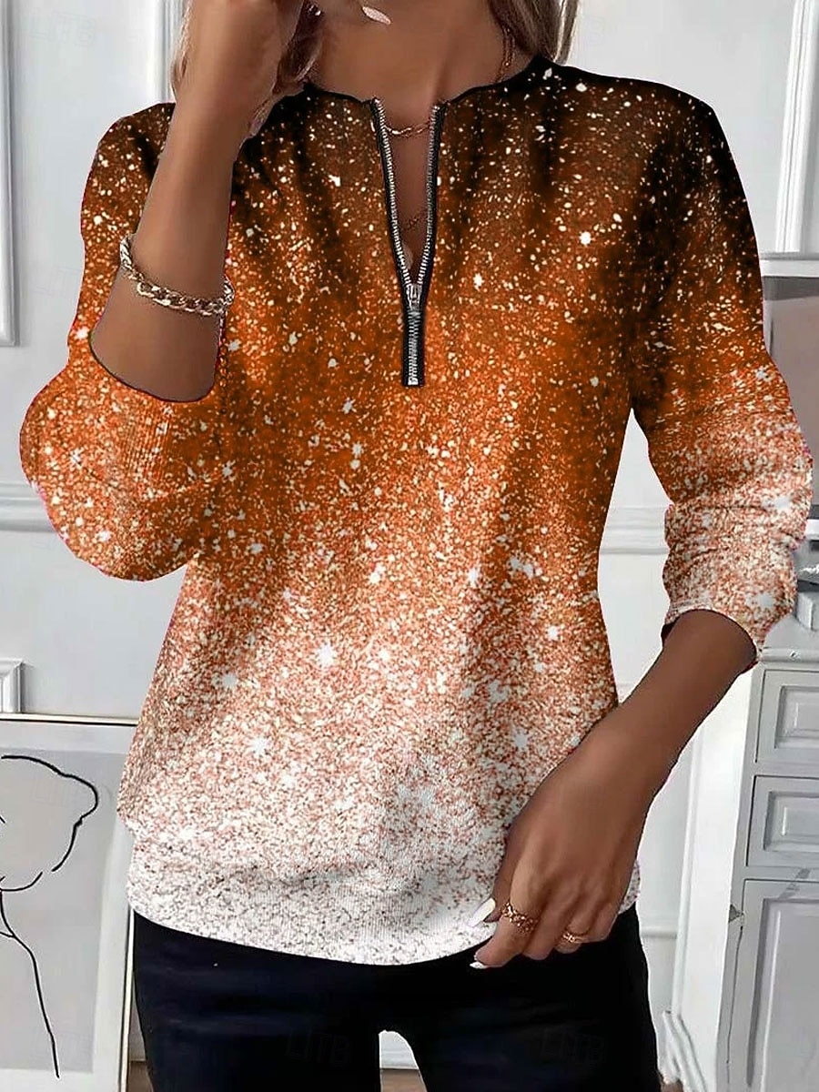 Damen Pullover Sweatshirt Zip Up Sweatshirts Grafik Mode Casual Langarm Rundhals Regulär Tops Straße Täglich Zipper Druck Blau Rosa Rot Orange Herbst Winter 2026 - $27.99 –P4