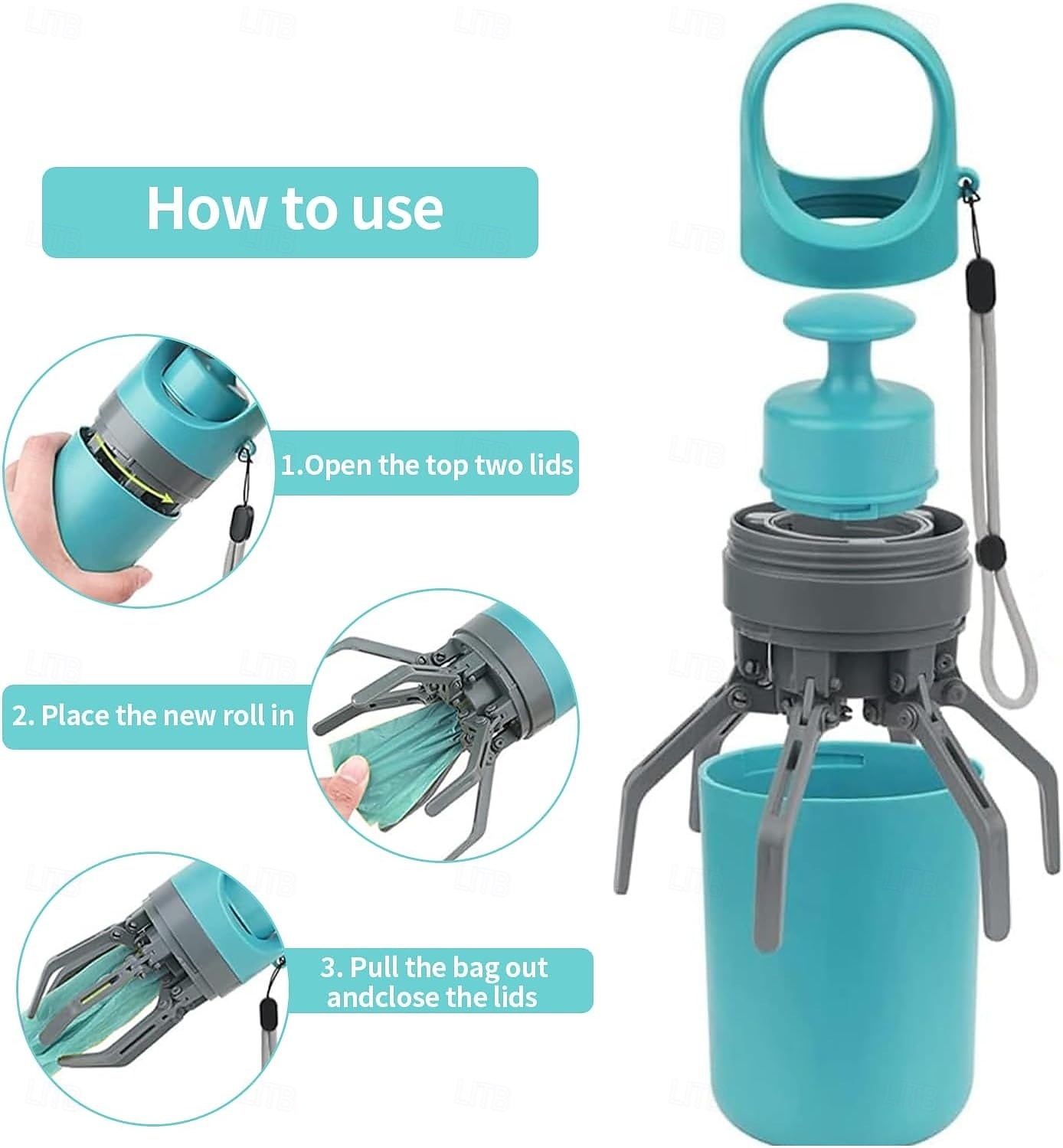 Recogedor de excrementos portátil sin contacto para perros pequeños, medianos y grandes. Incluye 15 bolsas y un contenedor hermético para recoger los desechos. 2026 - $22.99 –P5