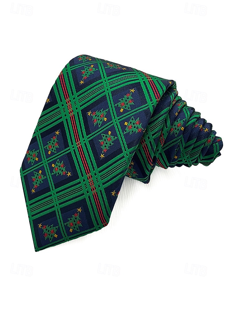 עניבות חג המולד לגברים, דוגמאות חגיגיות, משבצות אדומות וירוקות, פתיתי שלג, מוכנות למתנה, עיצובים רבים למסיבות חג המולד וללבוש משרדי 2026 - $11.99 –P5