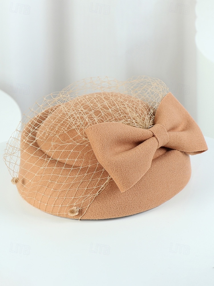 женская рождественская шапка из искусственной шерсти, с бантом и сеткой, несколько цветов для праздничных мероприятий, идеально подходит для торжеств и зимней моды 2025 - $14.99 –P5