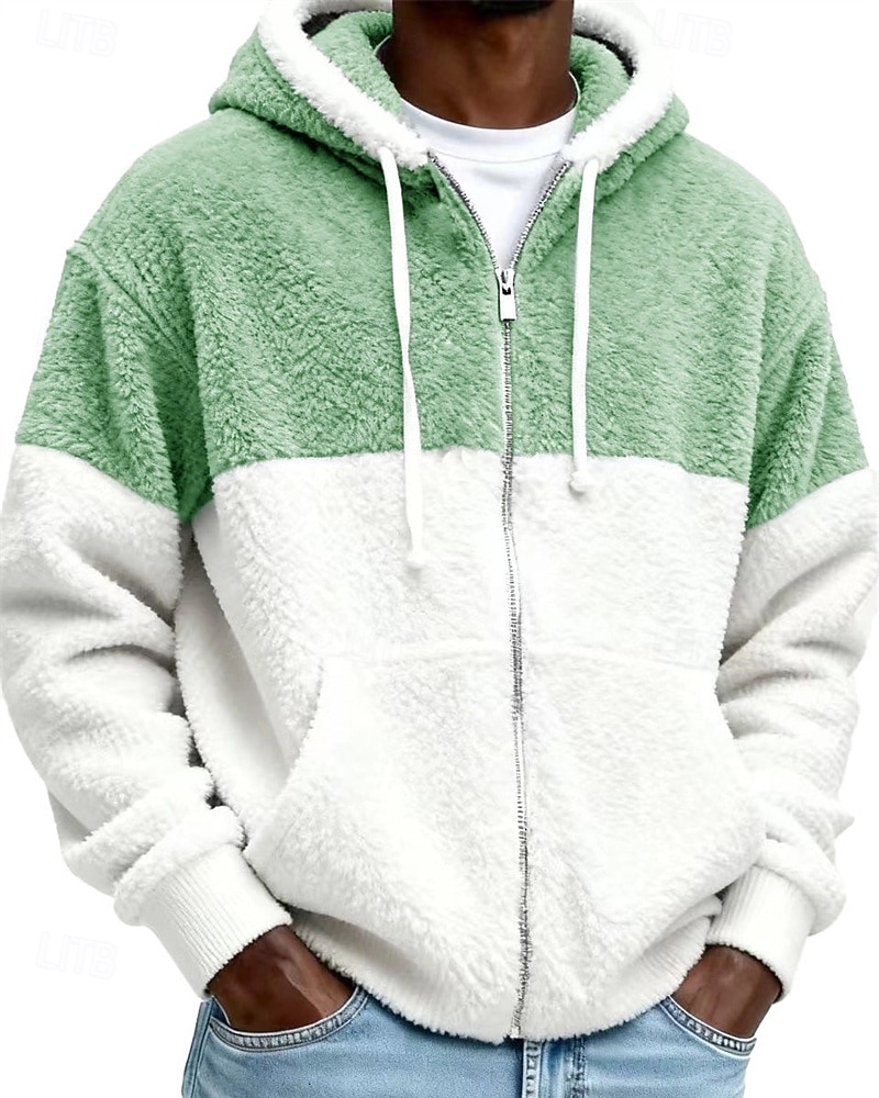 Per uomo Felpa con cappuccio Felpa con cappuccio a zip intera Felpe con cappuccio e zip Felpa con cappuccio in pile Nero Blu Reale Grigio Con Cappuccio Blocco di colori Patchwork Tasca Quotidiano del 2026 a $34.99 –P6