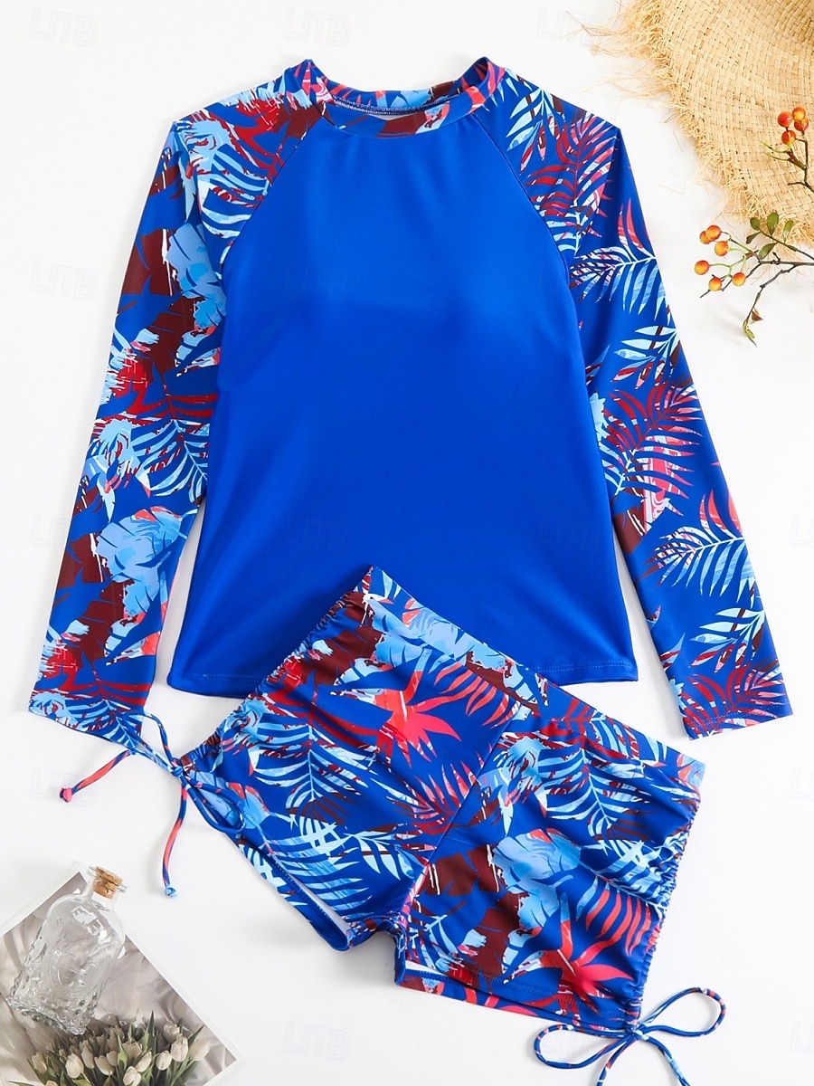 Costume da bagno da donna tankini a 2 pezzi con pantaloni corti arricciati controlla pancia vita alta schiena scoperta abbigliamento da spiaggia per le vacanze costumi da bagno senza maniche a collo del 2026 a $29.99 –P11