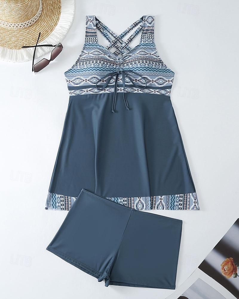 Femmes Maillots de Bain 2 pièces Shorts Maillot de bain Dos nu Vacances Tenues de plage Graphique Col rond Sans manches Maillots de bain de 2026 ? $12.49 –P2