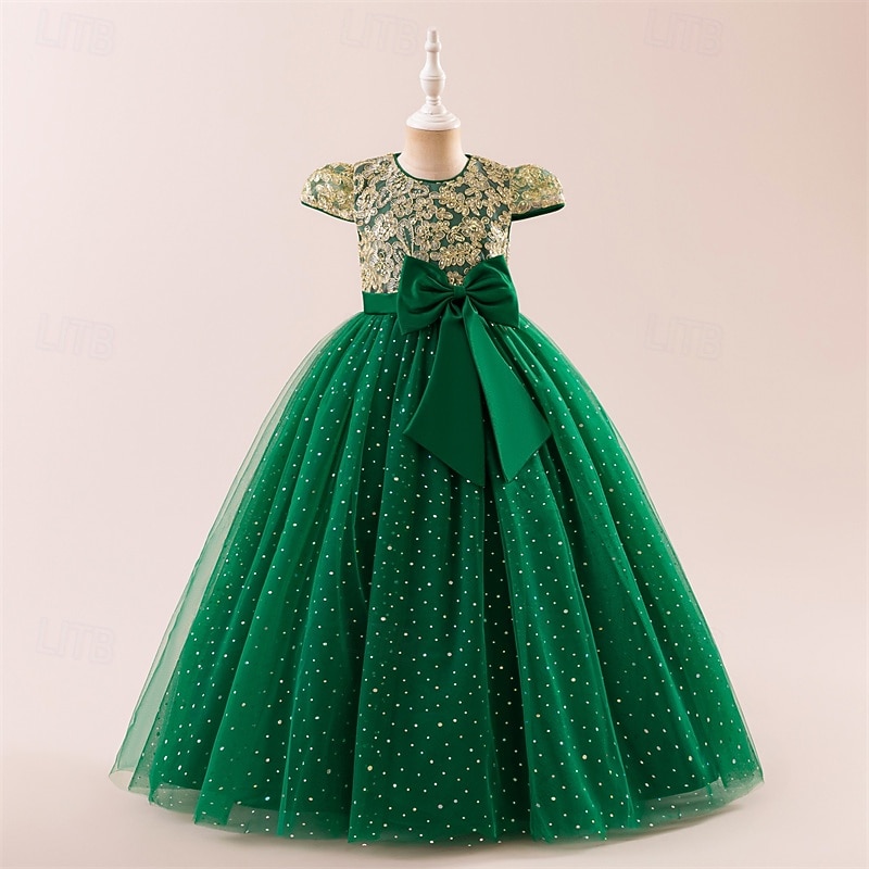 Enfants Fille Robe Robe de Soirée Couleur Unie Sans manches Formel Performance Occasion Spéciale Noeud de cravate Mode Quotidien Princesse Polyester Maxi Robe de Soirée Robe évasée Robe en Tulle Ét de 2026 ? $45.99 –P10