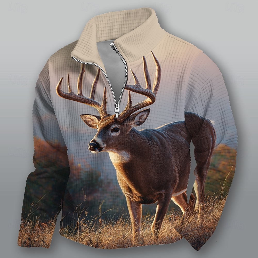 בגדי ריקוד גברים צבי טרנינג אופנתי יומי יום יומי Hunting עומד רבע מיקוד בָּחוּץ בית מִשׂרָד עבודה חום חאקי אפור לרכוס סתיו חורף מְעַצֵב S M L XL XXL XXXL 2026 - $28.99 –P2