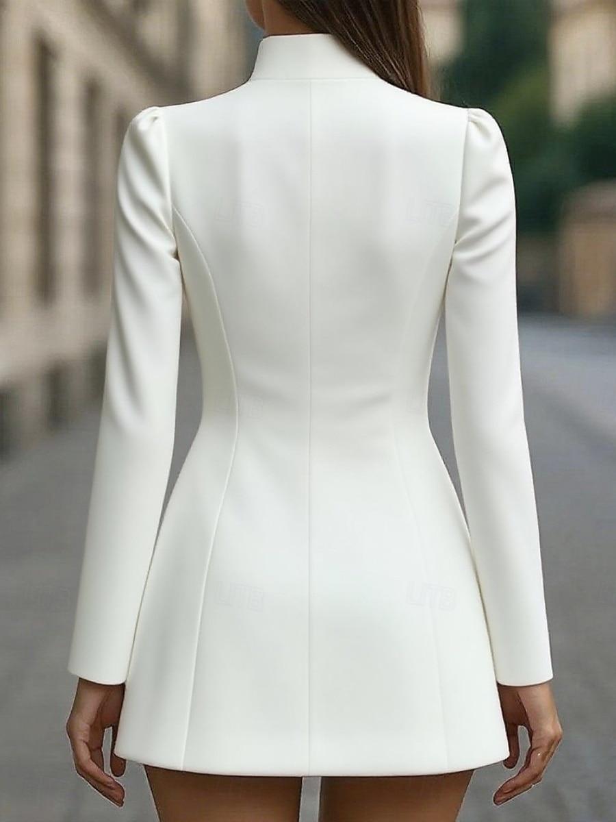 Women's Mini Dress Bodycon Dress Work Dresses Semi Formal Office Regular Fit Plain Long Sleeve High Neck Black White Pink Spring Fall Winter 2026 - $32.99 –P6