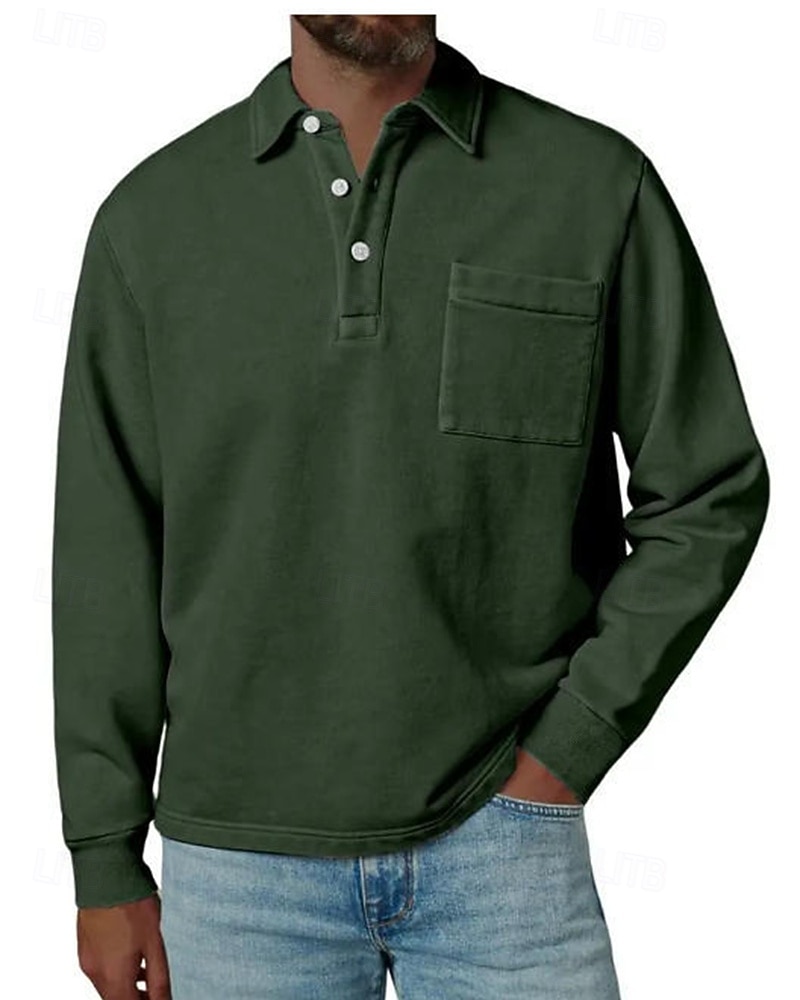 Per uomo Maglia da golf Polo da Golf Casuale Lavoro Bavero Manica Lunga Essenziale Moderno Semplice Bottoni Tasca Frontale Primavera Autunno Vestibilità regolare Blu Nero Blu marino Viola Marrone del 2026 a $31.99 –P6