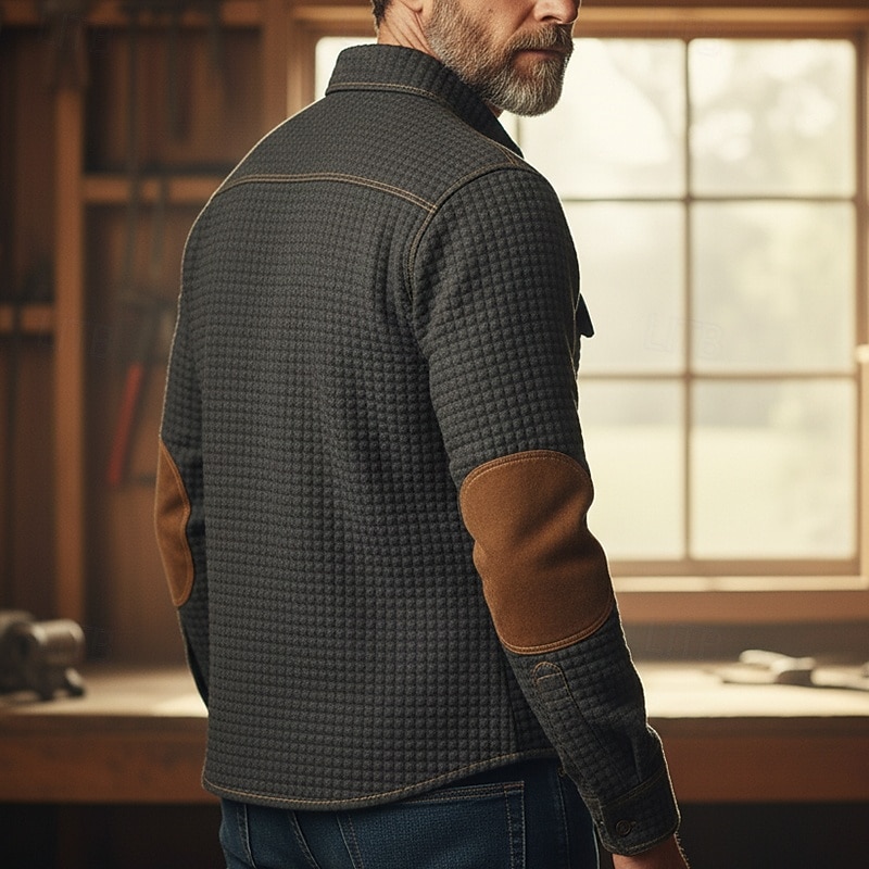 Herren Hemd Waffelhemd Freizeithemd Cargohemd Schwarz Dunkel Blau Kaki Grau Langarm Einfach Revers Outdoor Lässig Patchwork Bekleidung Mode Retro Vintage Klassisch 2025 - $24.99 –P2