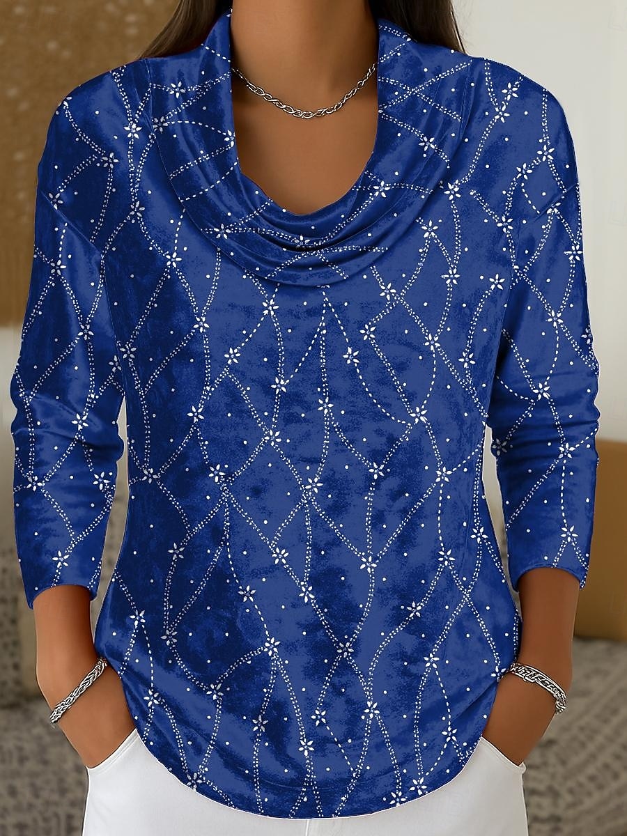 Γυναικεία Χιτώνας Κοντομάνικα Στάμπα Σε επίπεδα Φλοράλ Γραφική Γεωμετρικό Κομψό Βίντατζ Μοντέρνα Μακρυμάνικο Με σούρα στο λαιμό Κανονικά μπλουζάκια Καθημερινά Εξόδου Σαββατοκύριακο 2026 - $32.99 –P2