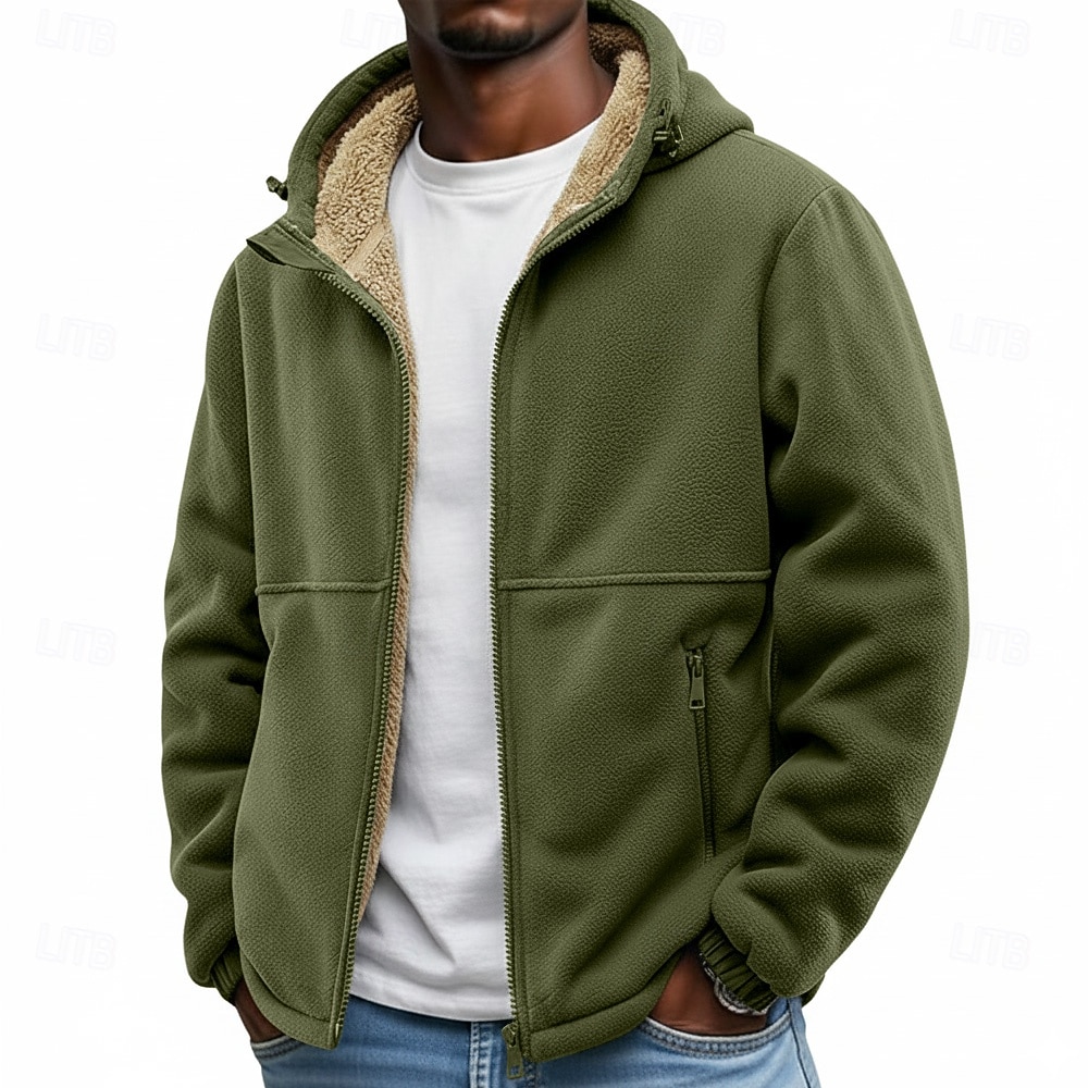Homme Veste d'Extérieur Veste en Polaire Veste à Capuche Formel Maison À capuche Toison Automne Hiver Couleur Unie Actif Quotidien À capuche Régulier Noir bleu marine Marron Vert Veste de 2026 ? $45.99 –P7