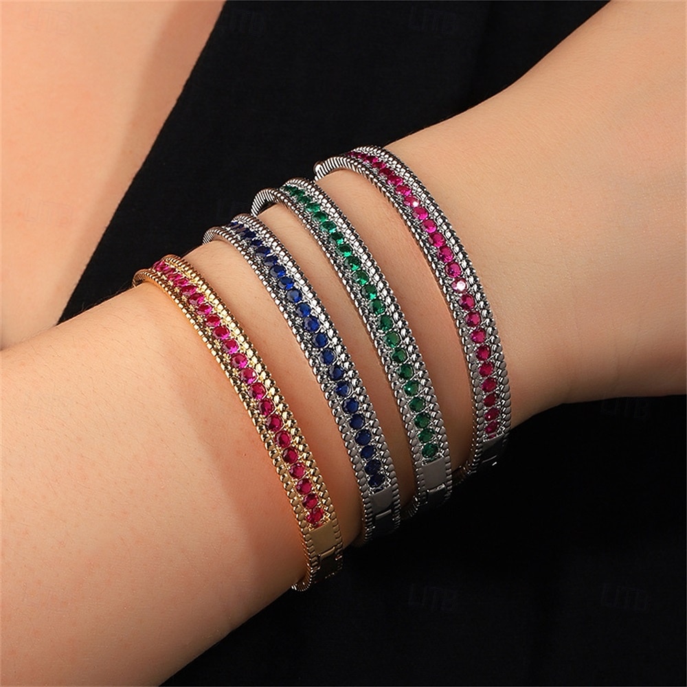 Cirkonium Klasszikus Mini Elegáns Szüret Divat divatba jövő Króm Karkötő ékszerek Ibolya / Kék / Lóhere Kompatibilitás Esküvő Parti Eljegyzés Diákbál 2026 - $14.99 –P1