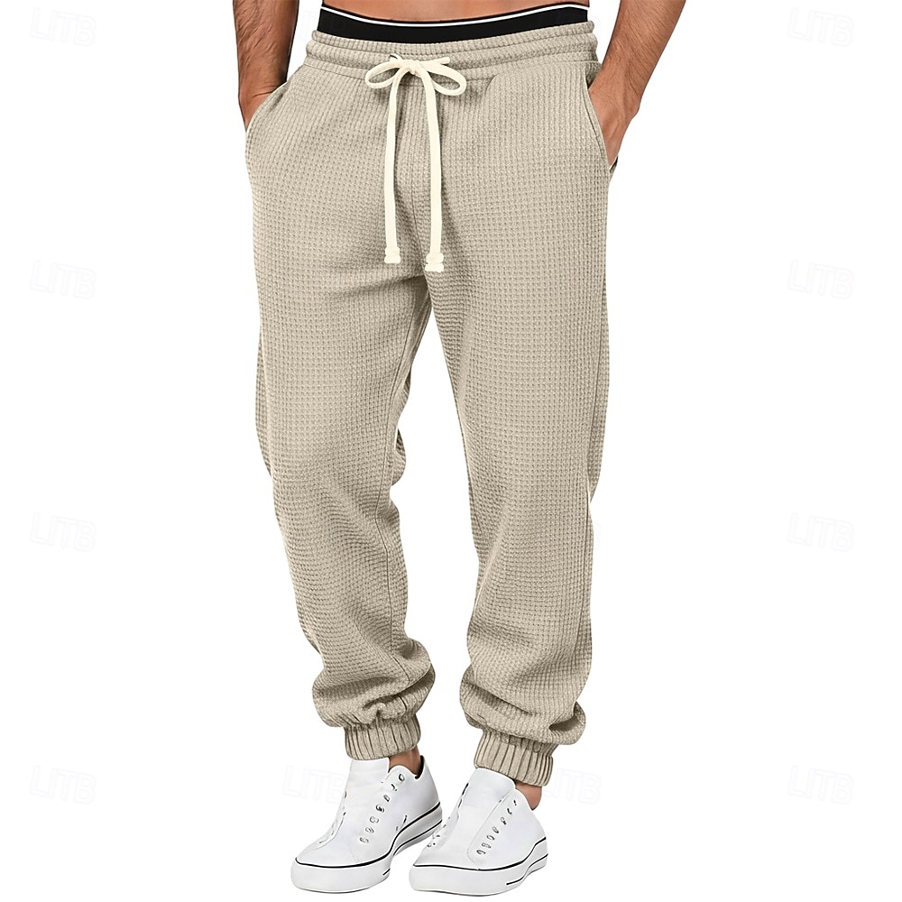 Pánské Vaflová Tepláky Běžec Kalhoty Kalhoty pro volný čas Šňůrky Elastický pas Bez vzoru Prodyšné Plná délka Ležérní Denní Outdoorové sporty prázdniny Módní Vodní modrá Džínová modrá Lehce elastické 2026 - $21.99 –P4