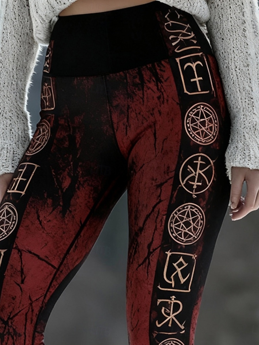 Femmes Leggings Leggings confortables Vacances ancien Style Ethnique Longueur complète Taille haute Graphique Impression Confortable Élastique Occasionnel Quotidien Vacances Vin Printemps Automne de 2026 ? $21.99 –P3