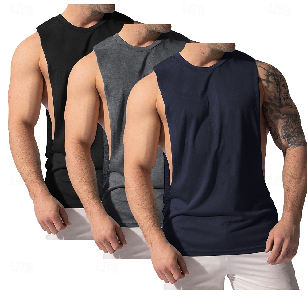 Homens Malha Íntima Colete Camiseta Interior camisa sem manga Sem Manga Decote V Decote Redondo Verão Tecido Moda Clássico Confortável 3 Peças Multi-pack Rua Casual Esportes A B C Top Tee para Homens de 2026 por $29.99 –P13