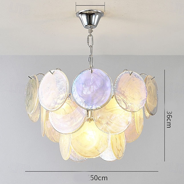 lustres de discos de vidro de Murano branco e roxo de 2026 por $746.17 –P4
