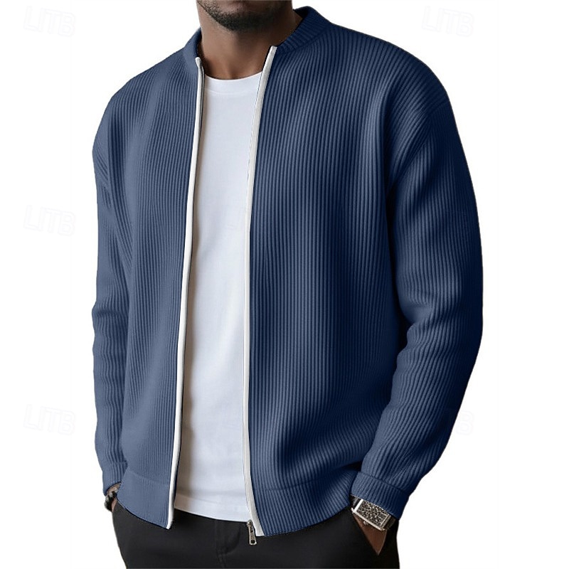 Муж. Легкая куртка Вельветовый пиджак Повседневная куртка Отпуск Повседневные Дышащий Карман Весна Осень Полотняное плетение Мода Классика Воротник-стойка Обычная 2026 - $35.99 –P8