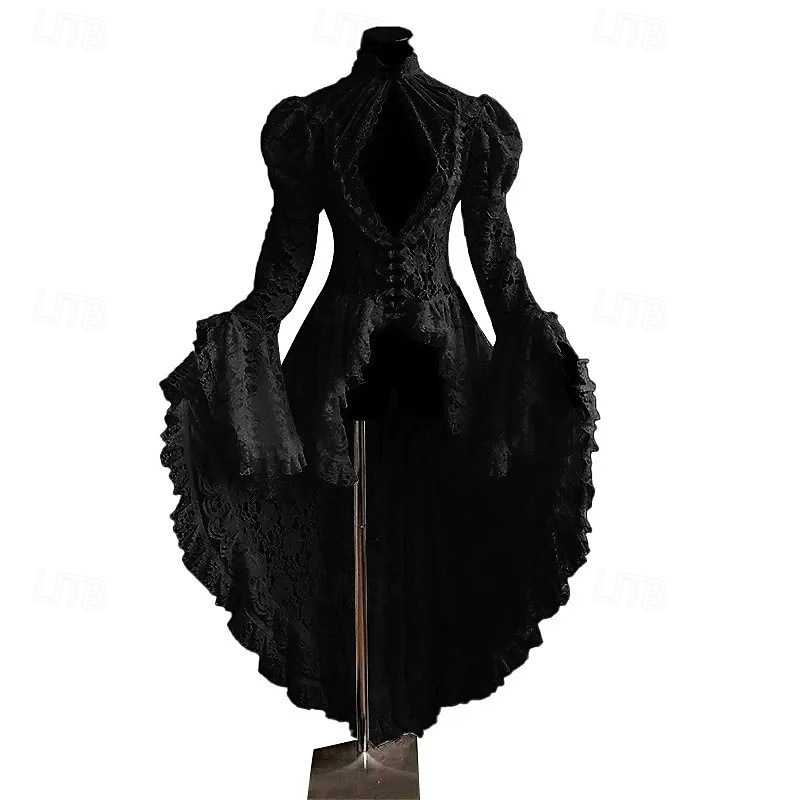 fraque de babados de renda medieval vestido vintage renascentista traje feminino vintage cosplay festa vestido de manga longa baile de máscaras de 2026 por $89.99 –P3