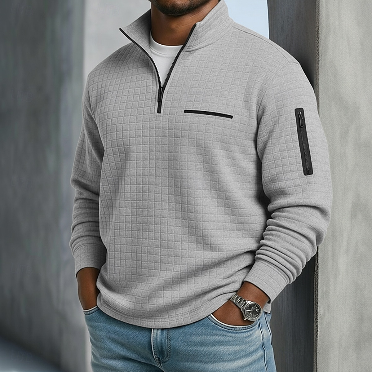 Męskie Koszulki polo waflowe Teksturowany Codzienny Sport i turystyka Quarter Zip Długi rękaw Moda Wygodny Zapiąć na zamek błyskawiczny Kieszeń Jesień i zima Wiosna i jesień Między sezonami Czarny 2026 - $24.99 –P10