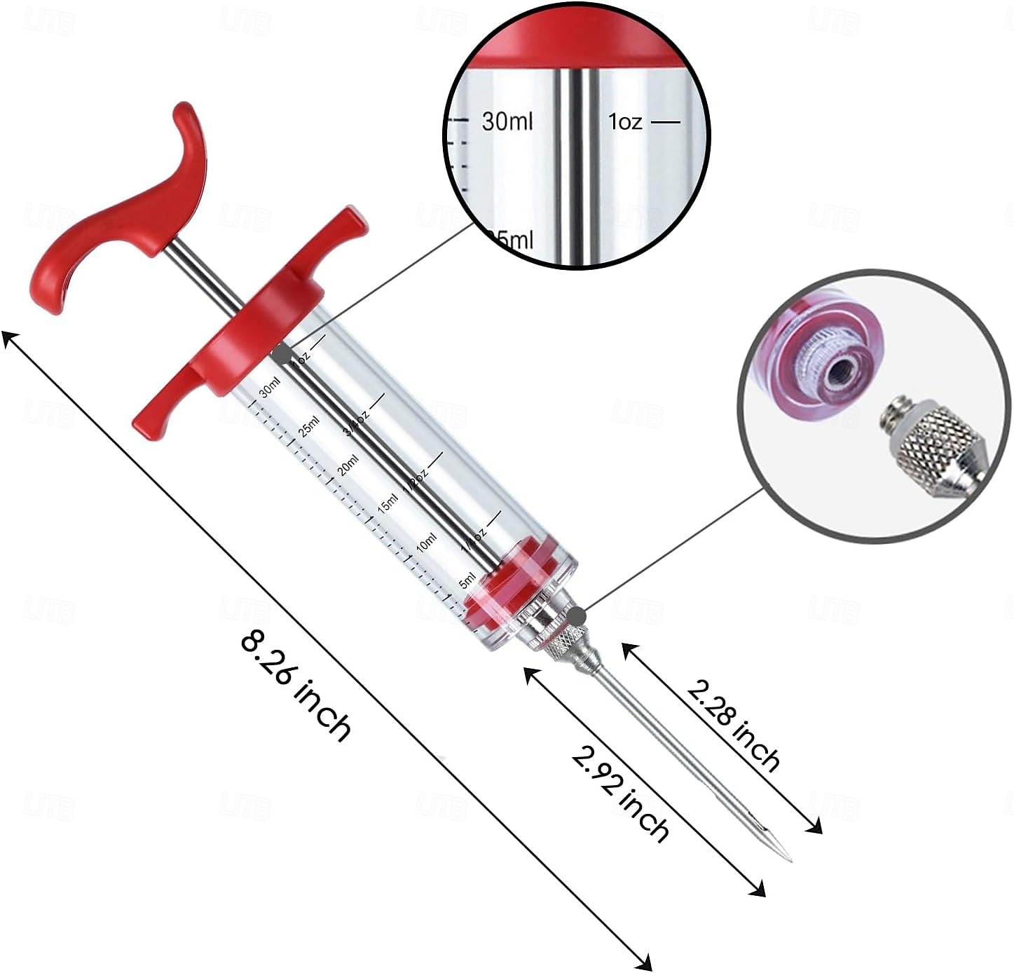 siringa in plastica per iniettare carne, kit per iniezioni di tacchino con 2 aghi in acciaio inossidabile per iniettare la marinata nella carne di tacchino, pollo, petto di maiale, ideale per del 2026 a $12.99 –P4