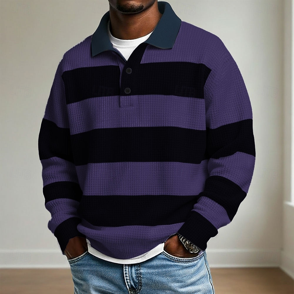 Homme Rayures horizontales Polo Polo de rugby Polos de Rugby manche longue Polos Revers Vêtements de sport Occasionnel École Athleisure Tenue quotidienne Impression 3D Printemps Automne Hiver Bleu de 2026 ? $28.99 –P2