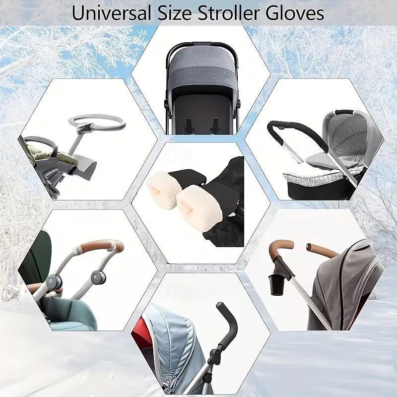 перчатки-муфты для колясок - зимние ветрозащитные и с флисовой подкладкой, с толстыми ручками 2026 - $23.99 –P3