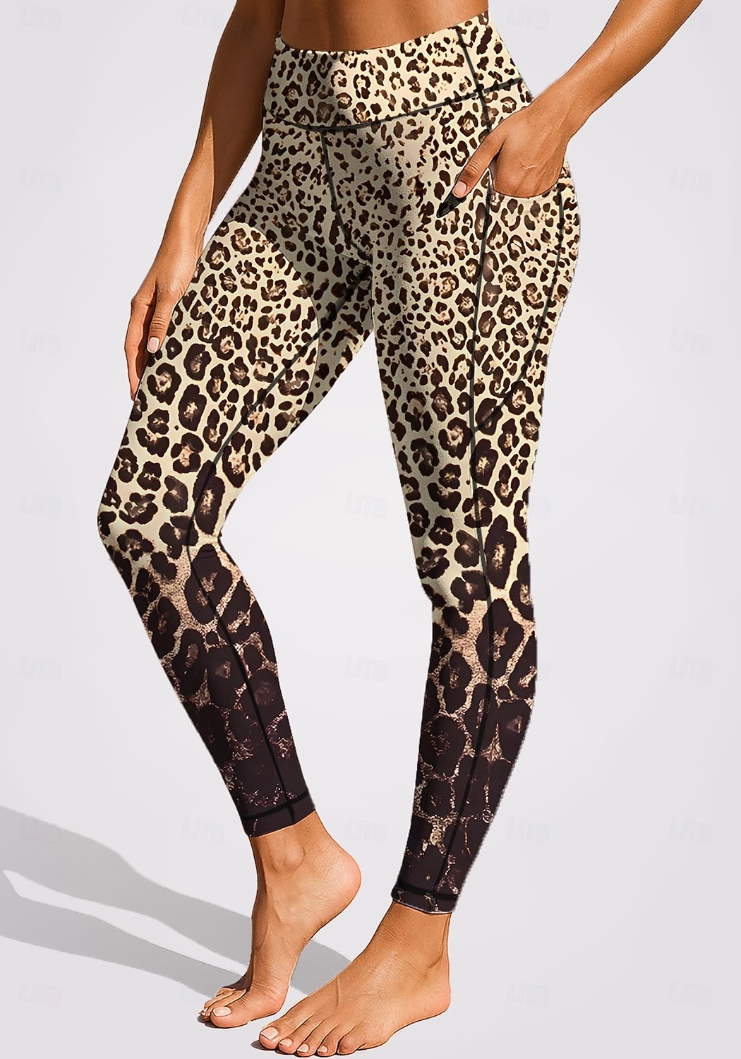 Damskie legginsy do pilatesu Spodnie fitness Legginsy casualowe Kieszenie Opłata skarbowa Niejednolita całość Pilates Siłownia Trening w siłowni Majtki Rajstopy Getry Panterka Wzorzyste Zwierzęta 2026 - $20.99 –P3
