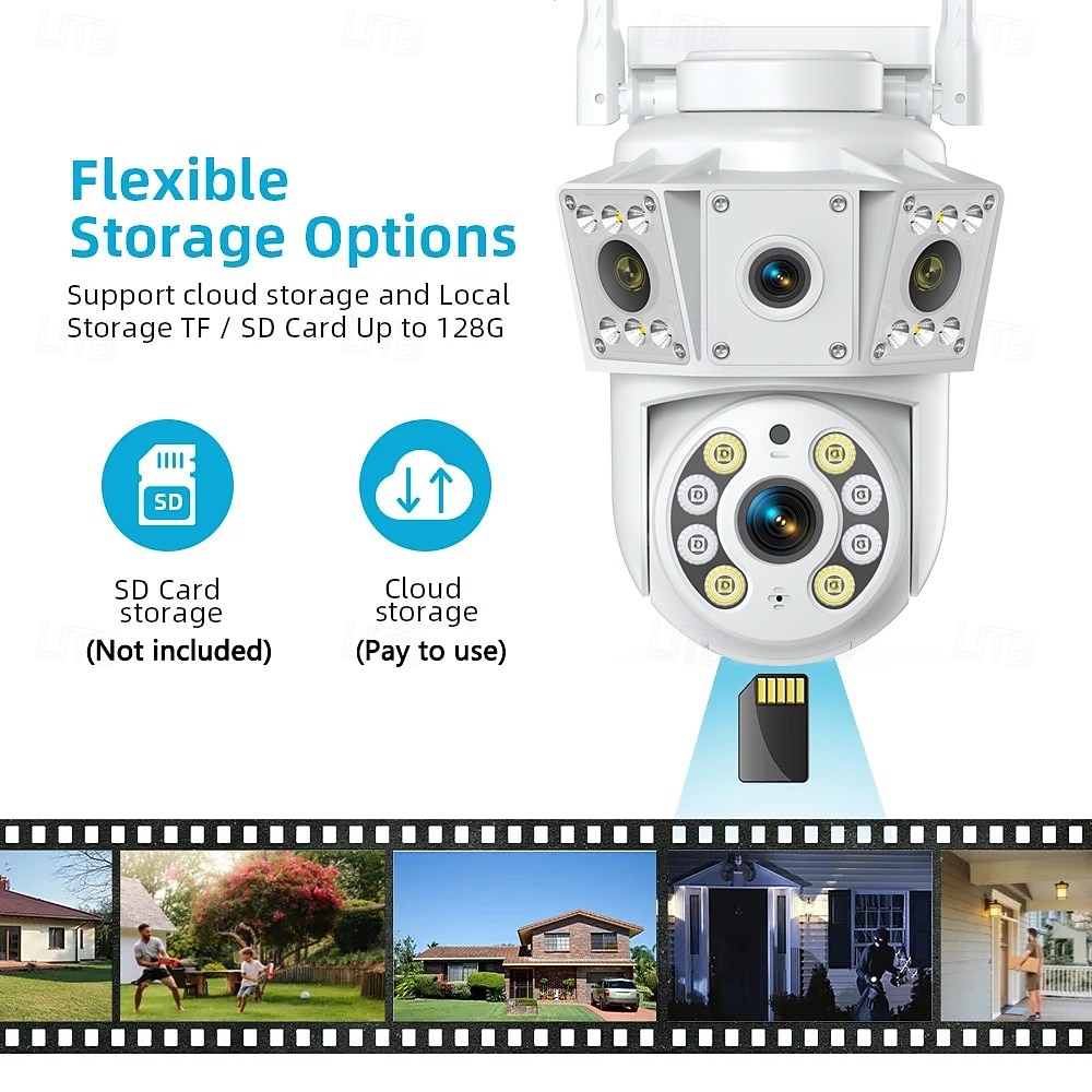 IP-камера с двумя объективами, полноцветная, ночное видение, обнаружение движения, двусторонняя голосовая беспроводная камера, наружная, внутренняя, домашняя охранная интеллектуальная Wi-Fi PTZ-камера 2025 - $41.99 –P9