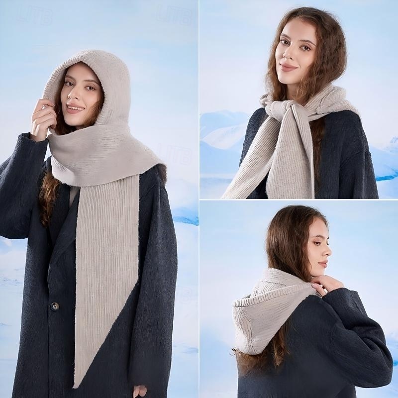 talvipipo kaulurilla, neulottu pipo miehille ja naisille, kylmän sään fleecevuorilla varustettu kasvonaamio, korvasuojaimet, hiihtopipo ulkokäyttöön, lämmin 2026 - $17.99 –P1