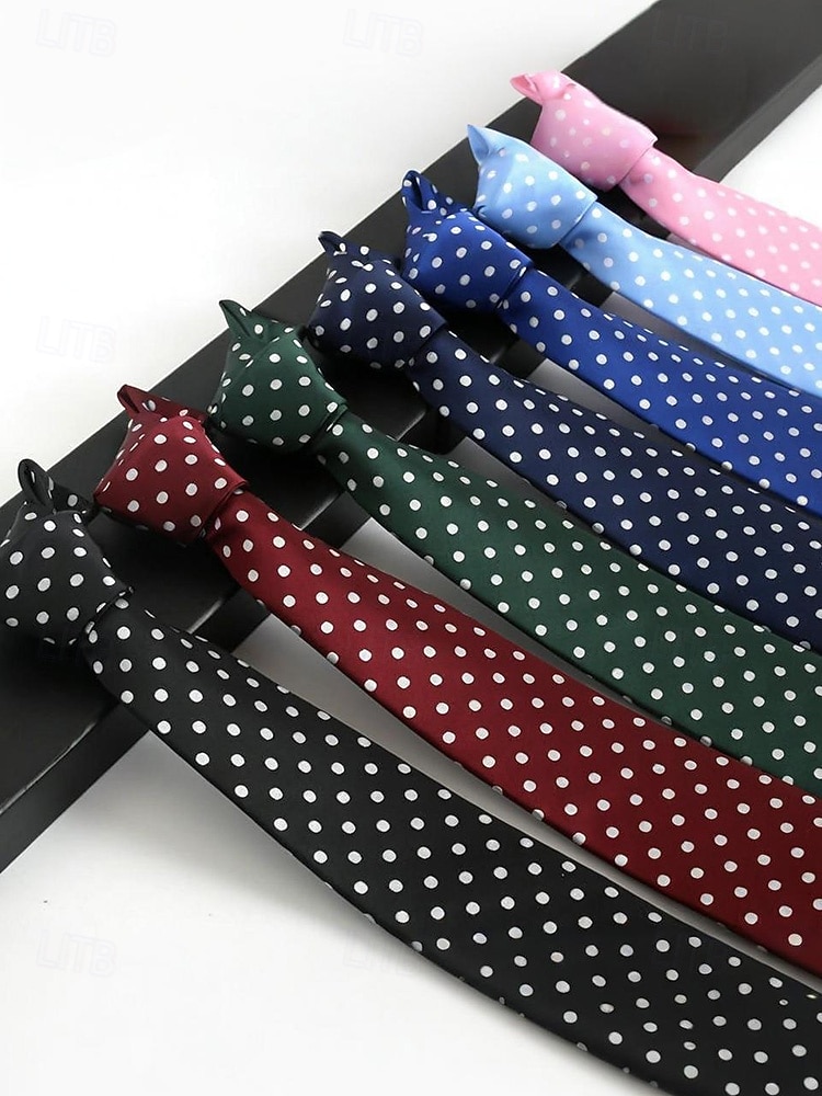 herrslips i polyester, prickigt mönster, flera färger, perfekt för jul och formella tillfällen 2026 - $11.99 –P5