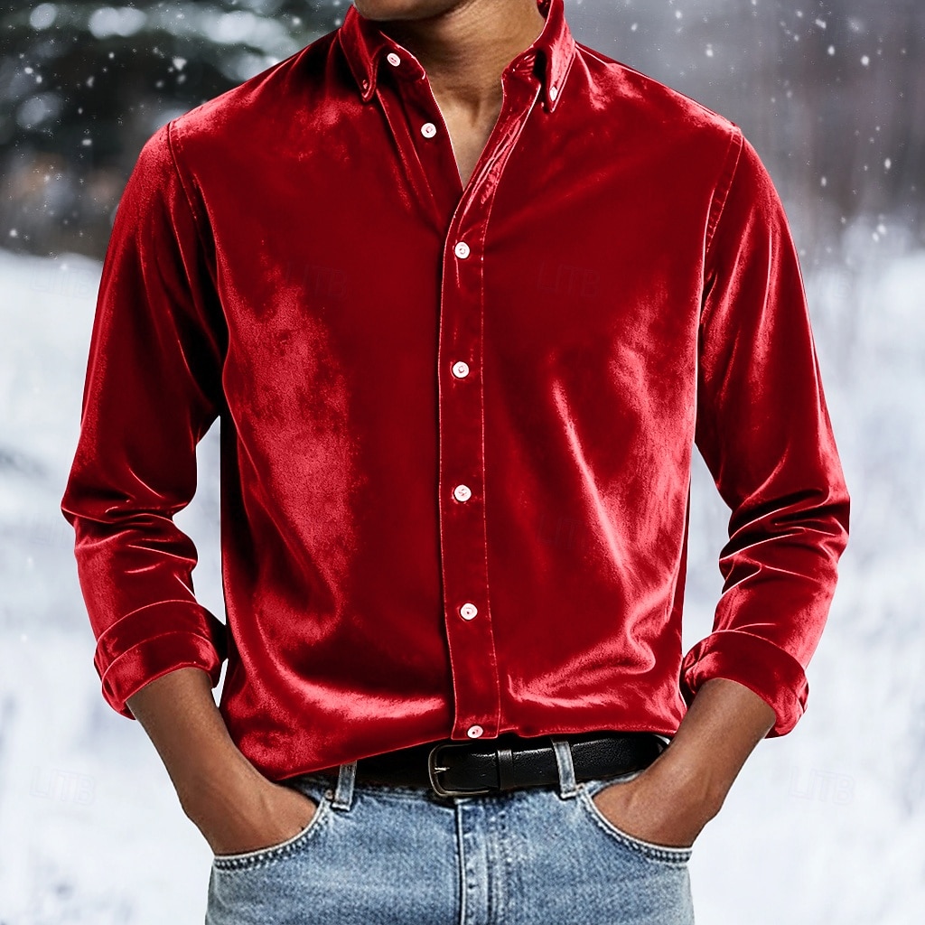 mens dress shirt christmas Men's long-sleeved cotton with Santa Claus print for  gomenin Be the star of the holiday season with the TreeDee long sleeve shirt Men's Shirt Casual Shirt Christmas