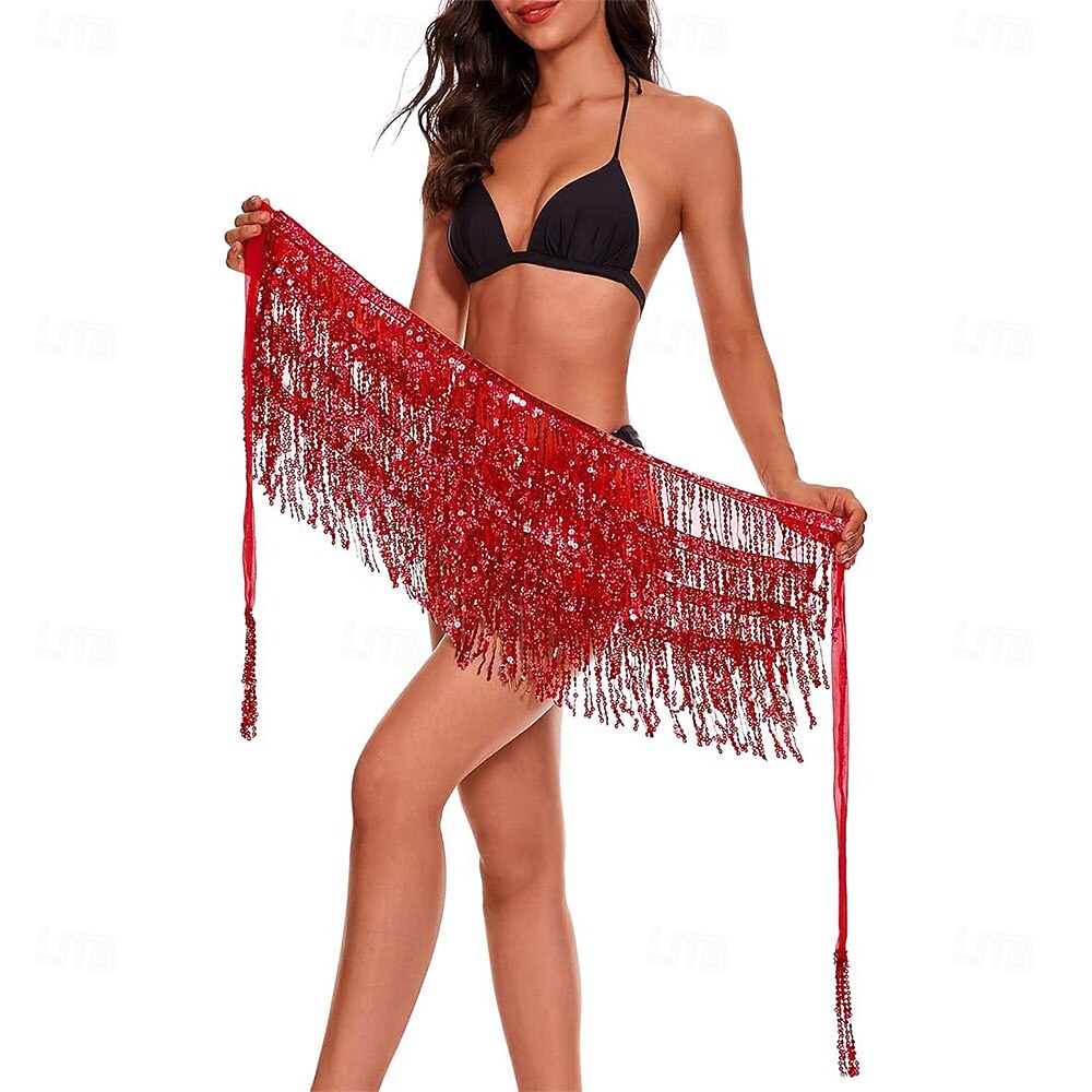 Samba Dancewear břišní taneční sukně s třásněmi rave sukně sukně s flitry hip šátek na festivaly kostým pro představení 2026 - $25.99 –P4