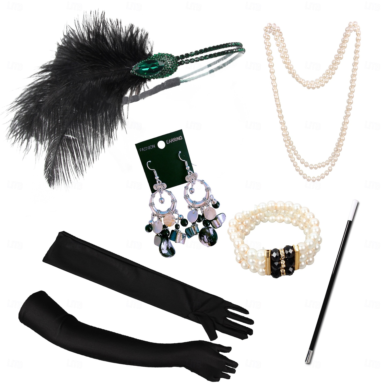 Conjunto Rugido 20s 1920s Retro Antiguo Diadema de estilo flapper Para la Cabeza Conjunto de accesorios El gran Gatsby Chica de la aleta Pluma Disfraz Mujer Navidad Carnaval Mascarada Fiesta temática 2026 - $22.05 –P2