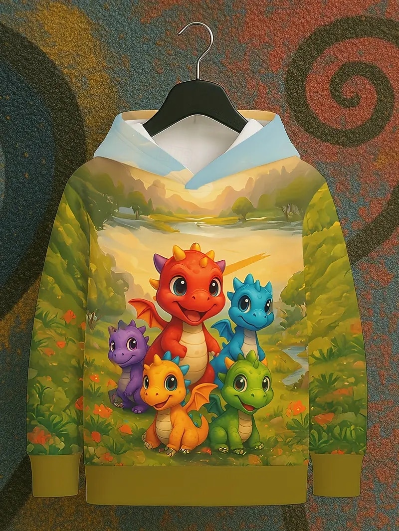 Boys' 3D Graphic Dinosaur Hoodie Pullover Long Sleeve 3D Print Spring Fall Sports Fashion Streetwear Kids 4-12 Years Hooded Outdoor Casual Daily Regular Fit 2026 - $18.99 –P9