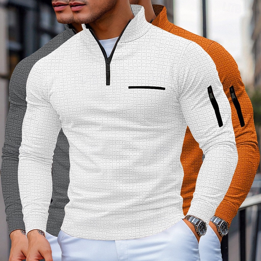 Ανδρικά Βάφλα Πόλο Μπλουζάκια Pullover Αθλήματα & Ύπαιθρος Causal Ζιβάγκο Τρίμηνο φερμουάρ Μακρυμάνικο Μοντέρνα Άνετο Συνδυασμός Χρωμάτων Με Υφή 3 τεμάχια 2026 - $53.99 –P2