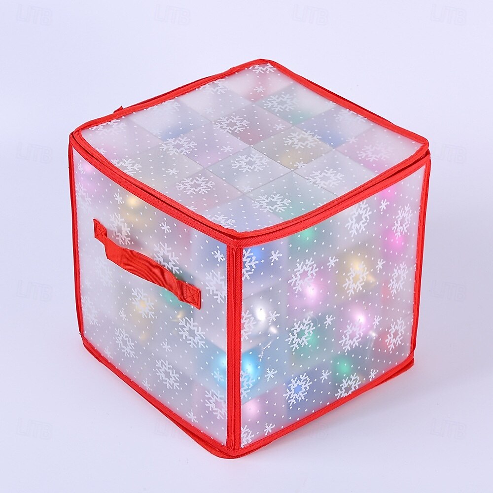 Kerstversieringsdoos met 64 compartimenten, 12x12x12 inch kerstopbergdozen, ornamentorganizer met rits en handgrepen, geschikt voor vakantiedecoraties, sieraden en cadeaus 2026 - $20.99 –P4