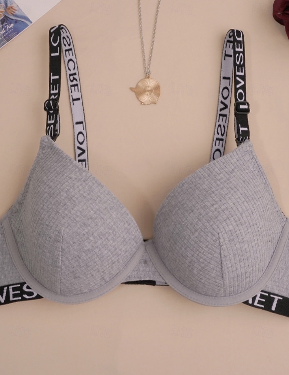 Women's Sexy Lingerie Bra PrintNightwearCotton Casual Letter Fashion Cute Black Gray Spring & Summer Fall & Winter 2026 - $11.49 –P1