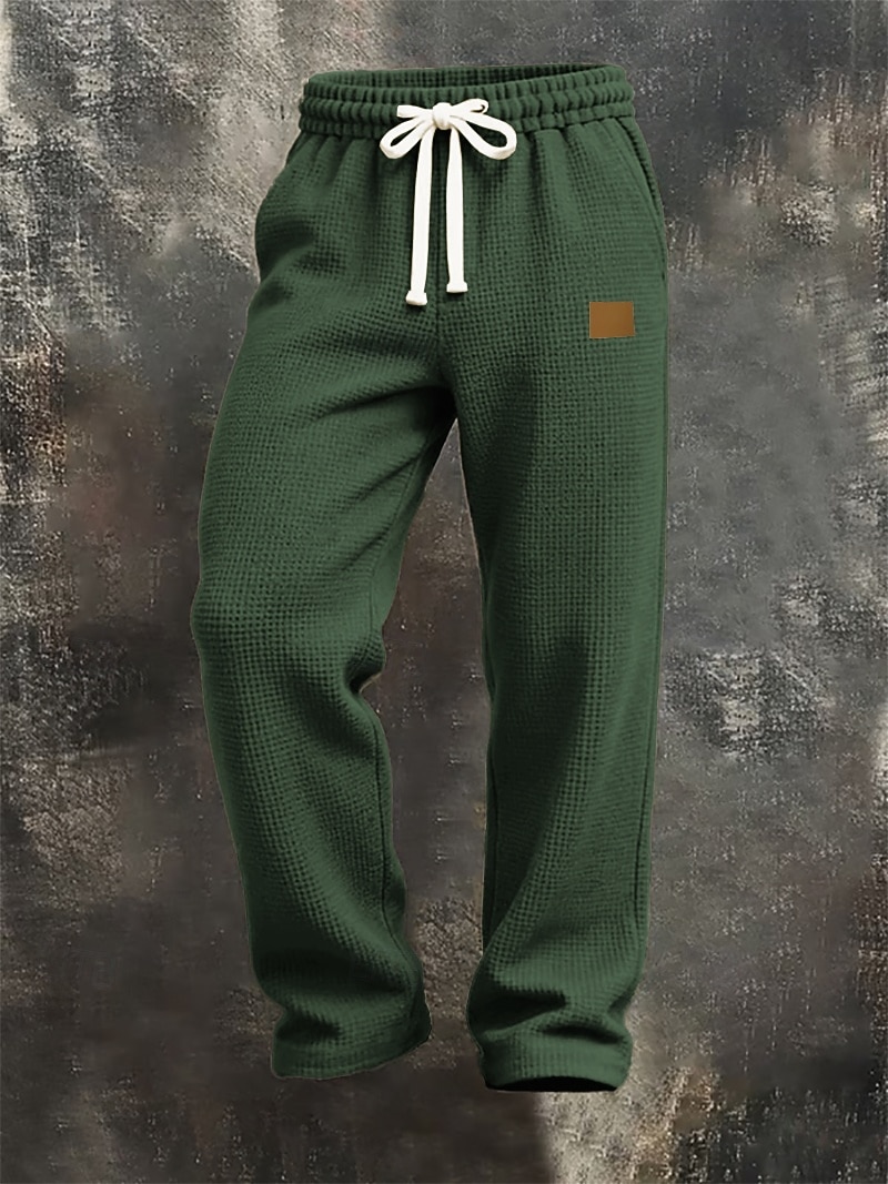 Homens Calças Esportivas Calças Calça Waffle Com Cordão Bolsos Cintura elástica Tecido Conforto Diário Esportes Moda Casual Marron Escuro Preto Micro-Elástica de 2026 por $22.99 –P6