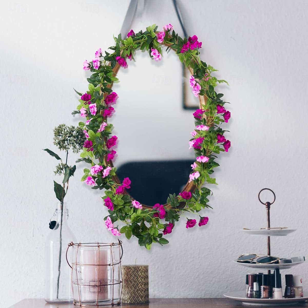 Girlanda ze sztucznych kwiatów róż o długości 240 cm/23,7 stopy, sztuczne pnącza, jedwabna roślina wisząca, do dekoracji łuku weselnego, pokoju na przyjęcie, domu, ogrodu, hotelu lub biura 2026 - $17.99 –P4