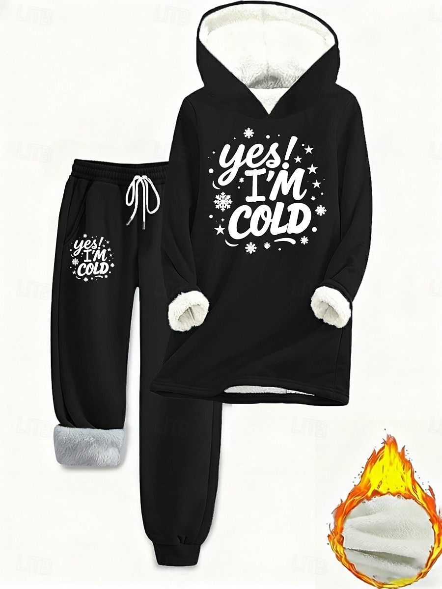 Mulheres Diário à moda Conjuntos de duas peças Moletom Conjuntos de calças Manga Longa Com Capuz Gráfico Letra Com Cordão Imprimir Casual Diário Azul Preto Rosa Outono Ajuste Largo de 2025 por $51.99 –P8