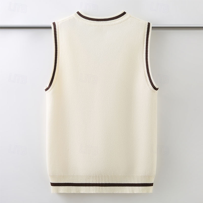 Barn Pojkar Pullover tröja Färgblock Ärmlös V-ringad Utomhus Mode Marinblå Höst Kläder 4-12 år 2026 - $23.99 –P5