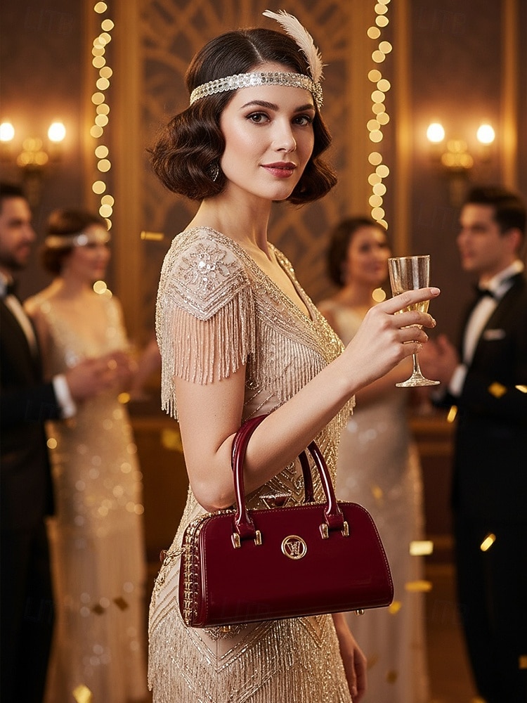 elegante borsa da sera da donna in pelle verniciata, decorata con cristalli, disponibile in rosso e blu navy, perfetta per feste formali e celebrazioni festive del 2026 a $34.99 –P2