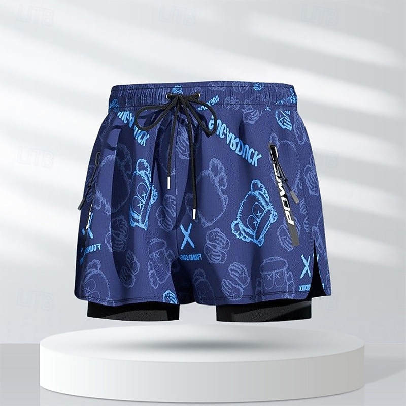 Ανδρικά Σορτς παραλίας Σορτσάκια Κολύμβησης Μαγιό Βερμούδα Μονόχρωμο Εκτυπωμένο 2 σε 1 Με επένδυση συμπίεσης Γρήγορο Στέγνωμα Μαγιό Παντελόνια Φούστες Σέρφινγκ Κανό Ψαροντούφεκο Καλοκαίρι 2026 - $14.27 –P4