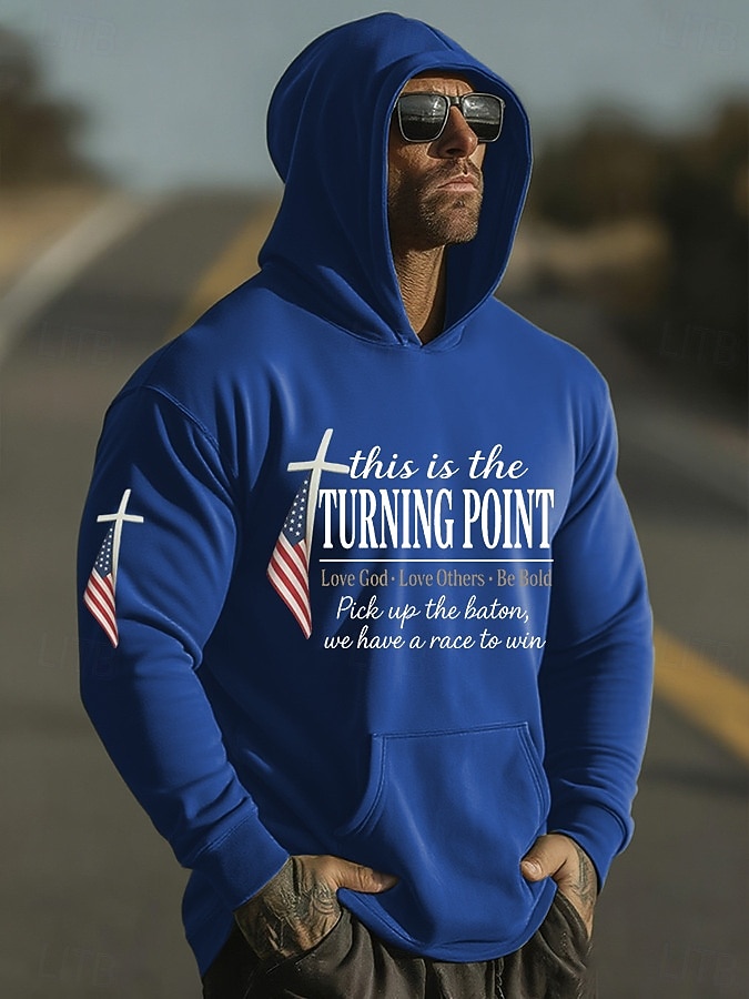 Herren Kreuz Amerikanische Flagge Kapuzensweatshirt Pullover-Hoodie Lässiger Hoodie Pullover Mode Täglich Urlaub Lässig Vintage-Retro Mit Kapuze Urlaub Streetwear Festival Blau Schwarz Weiß Rote Grün 2026 - $27.99 –P4